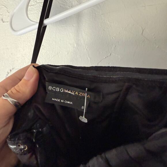 Y2K BCBGMAXAZRIA Strapless Black Dress S Pleated Beaded Waist Party Midi Silk - Picture 3 of 6